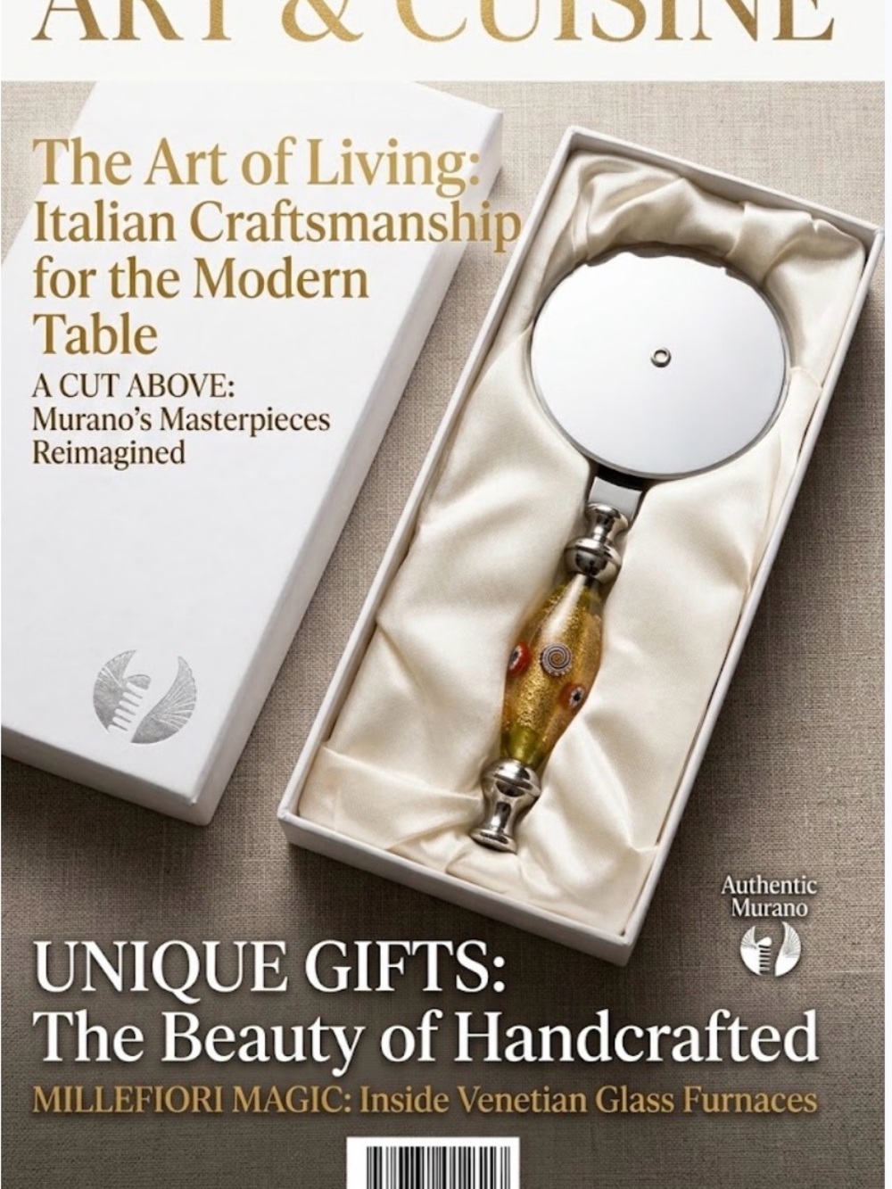 Murano Gold and Silver Millefiori Pizza Cutter